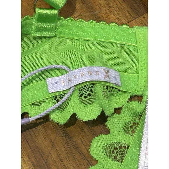 NWT Savage X Fenty Lace Textured Lime Green Bra Size 34D - Picture 4 of 7